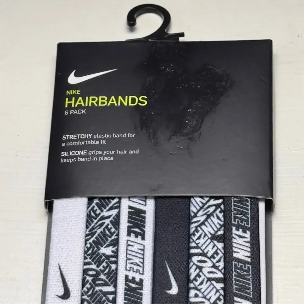 Nike  Six Pack Stretchy Athletic Sporty Black and White Headbands Set  NWT